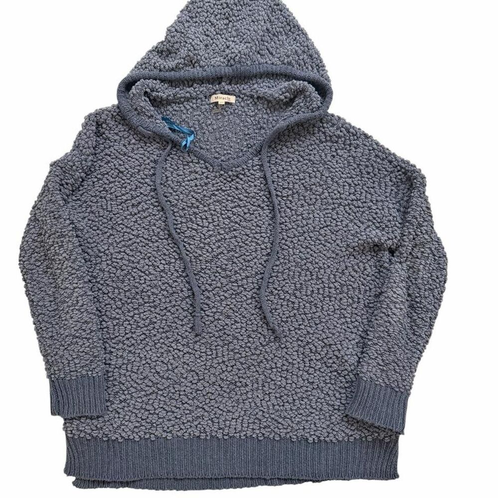Miracle USA Blue hoodie with textured speckled pattern